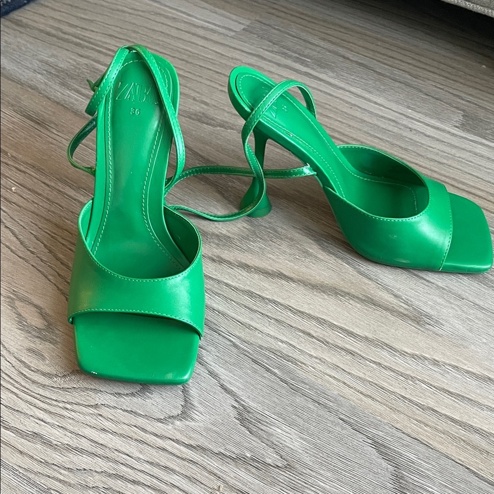 Zara Vibrant Green Strappy Heels